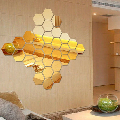 SparkShine Hex Mirror Wall Tiles