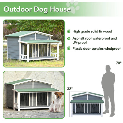 Luxury Wooden Dog House with Porch