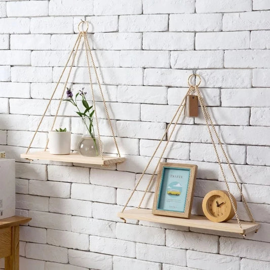 Wooden Swing Wall Shelf