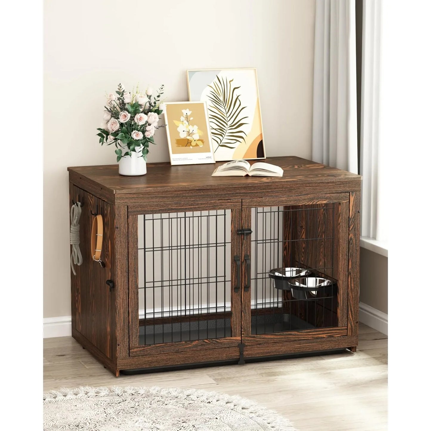 Elegant Wooden Dog Crate Table