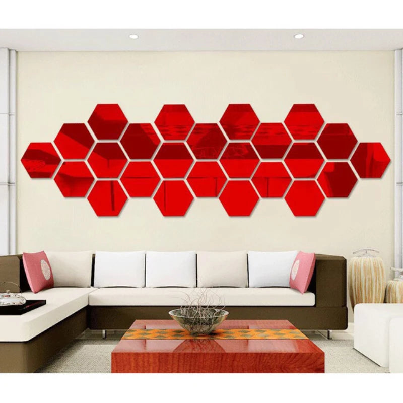 SparkShine Hex Mirror Wall Tiles