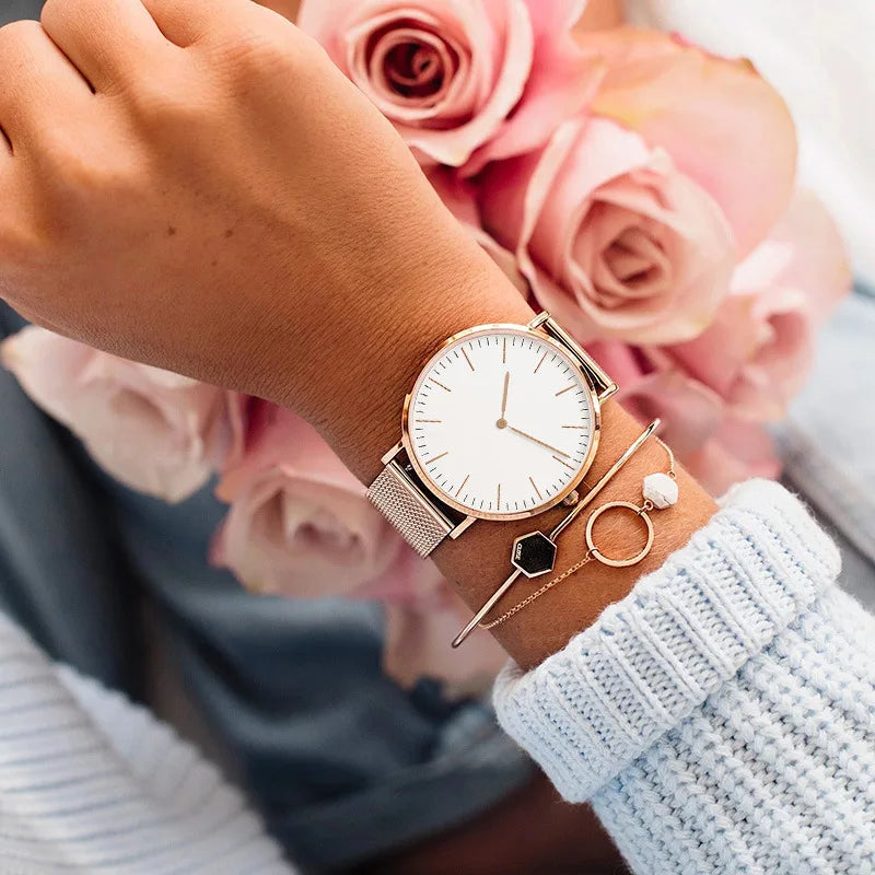 Luxury Rose Gold Quartz Watch