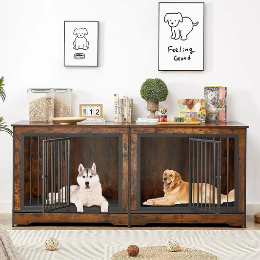 Double Dog Crate End Table