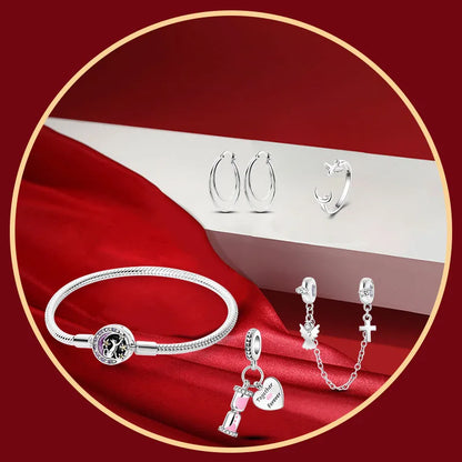 Sterling Silver Charm Bracelet Set